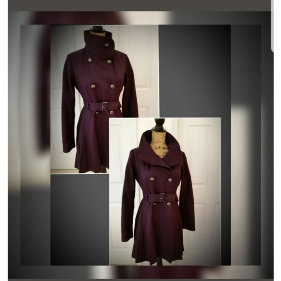 Guess Los Angeles Jackets & Blazers - Guess raincoat trench Med fit flare eggplant